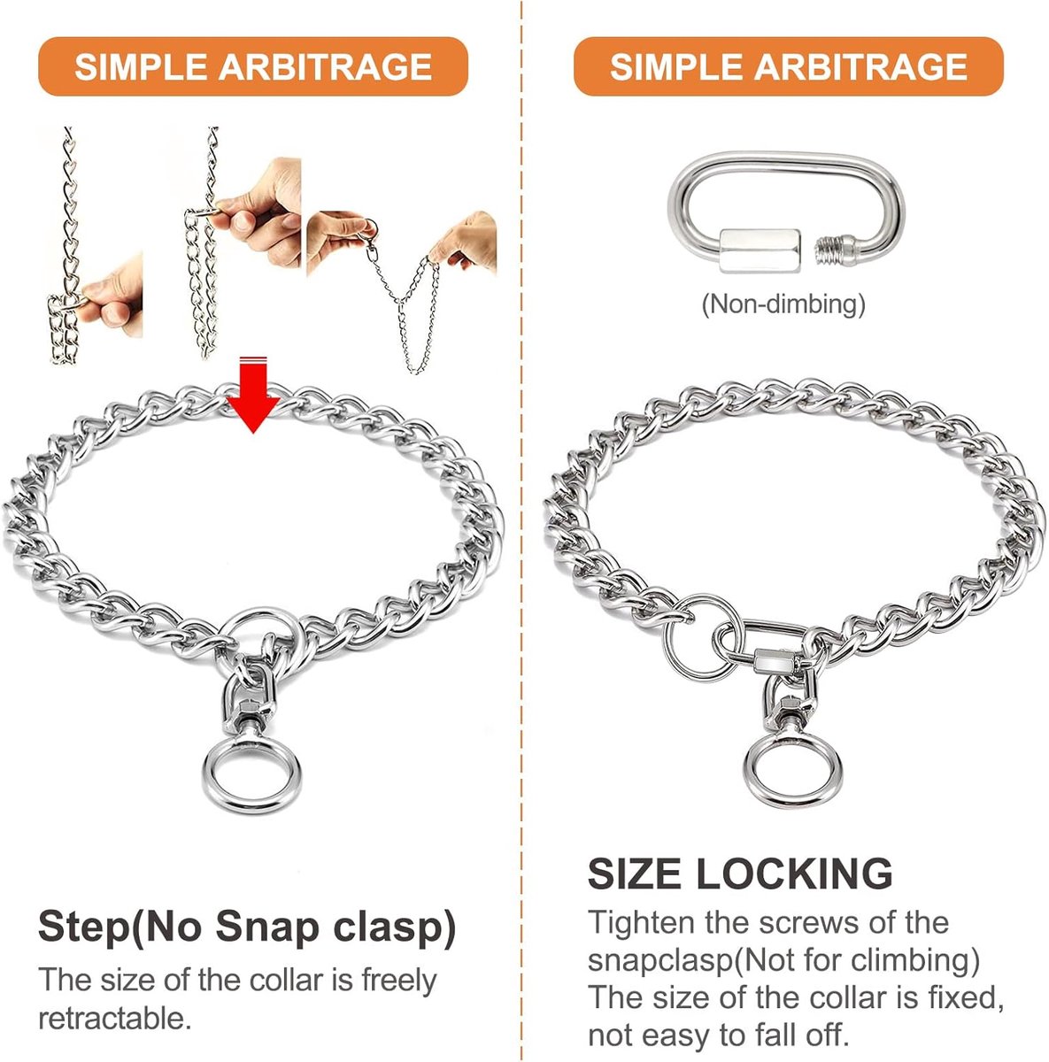 Dog Collars, Metal Stainless Steel Chew Collar P Collar with Connection Clasp for Small Medium Dogs (Medium) A) - ShopVlot