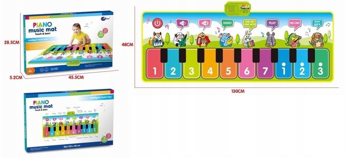 Interactieve Muziekmat voor Kinderen met Dierengeluiden - 130 cm