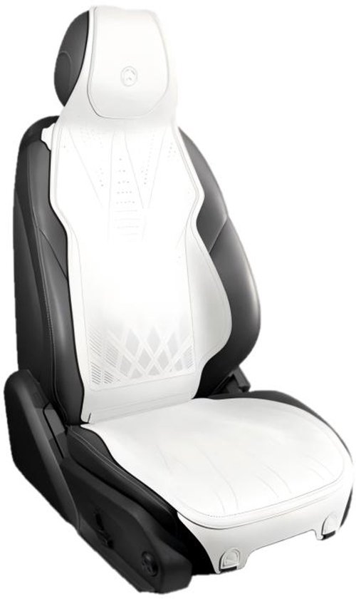 AIM Autostoelbeschermer - Luxe PU Imitatieleer Zit- en Rugkussen - Set van 2 - Kia Picanto 1 - Airbag Compatibel - M14 - Wit — afbeelding 5