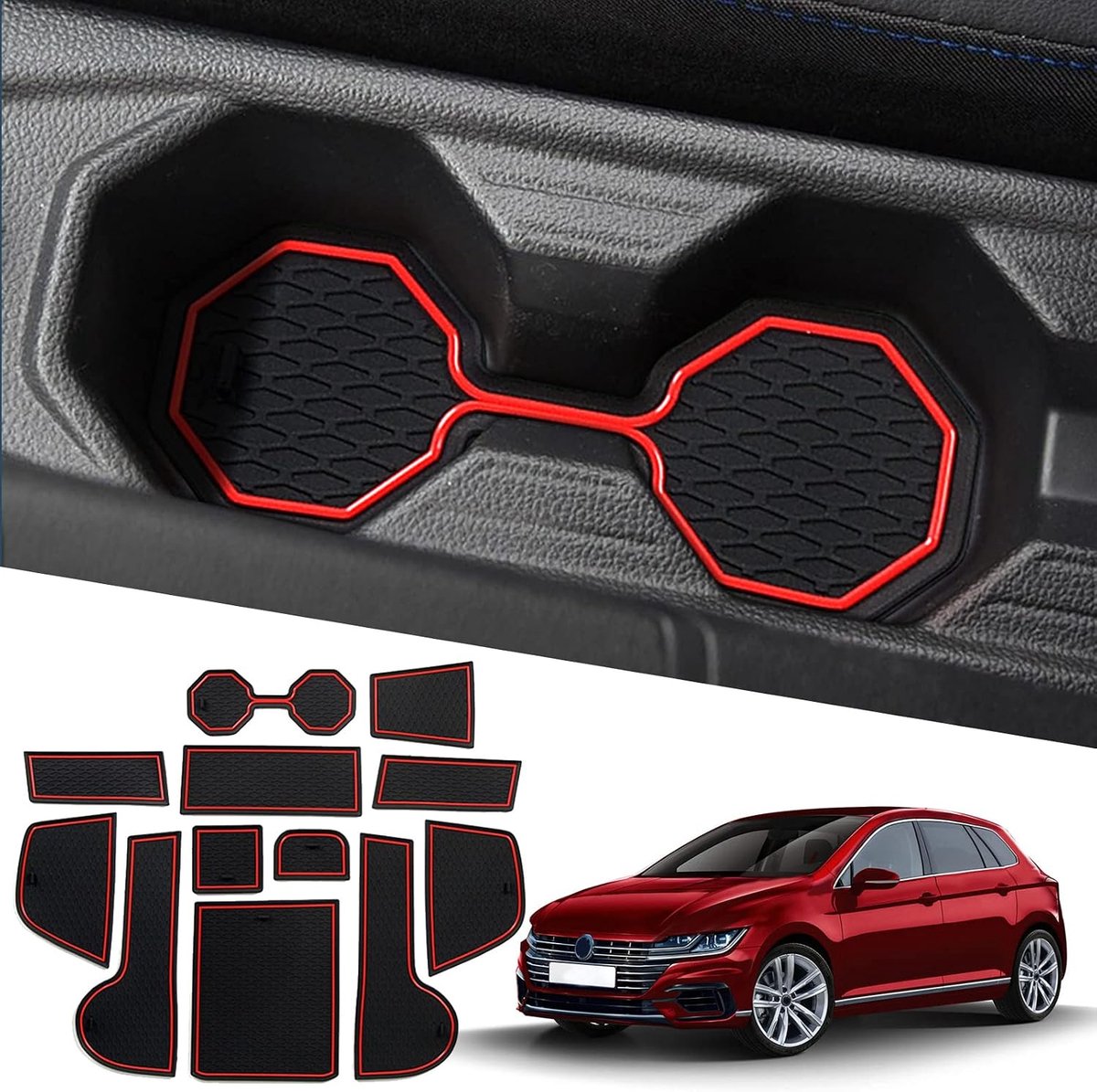 Rubberen Console Mat VW Polo MK6 2018-2022 - Antislip en Schokabsorberend - Bescherming voor Interieur - ShopVlot