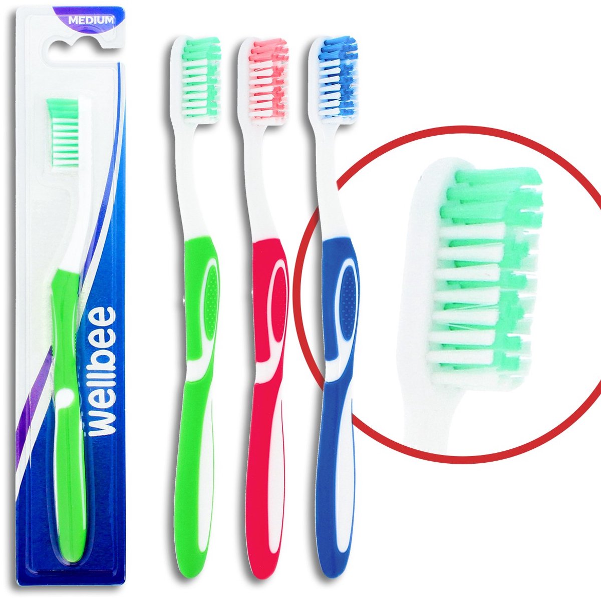 Wellbee Tandenborstel Middelhard voor Volwassenen - Mondhygiëne