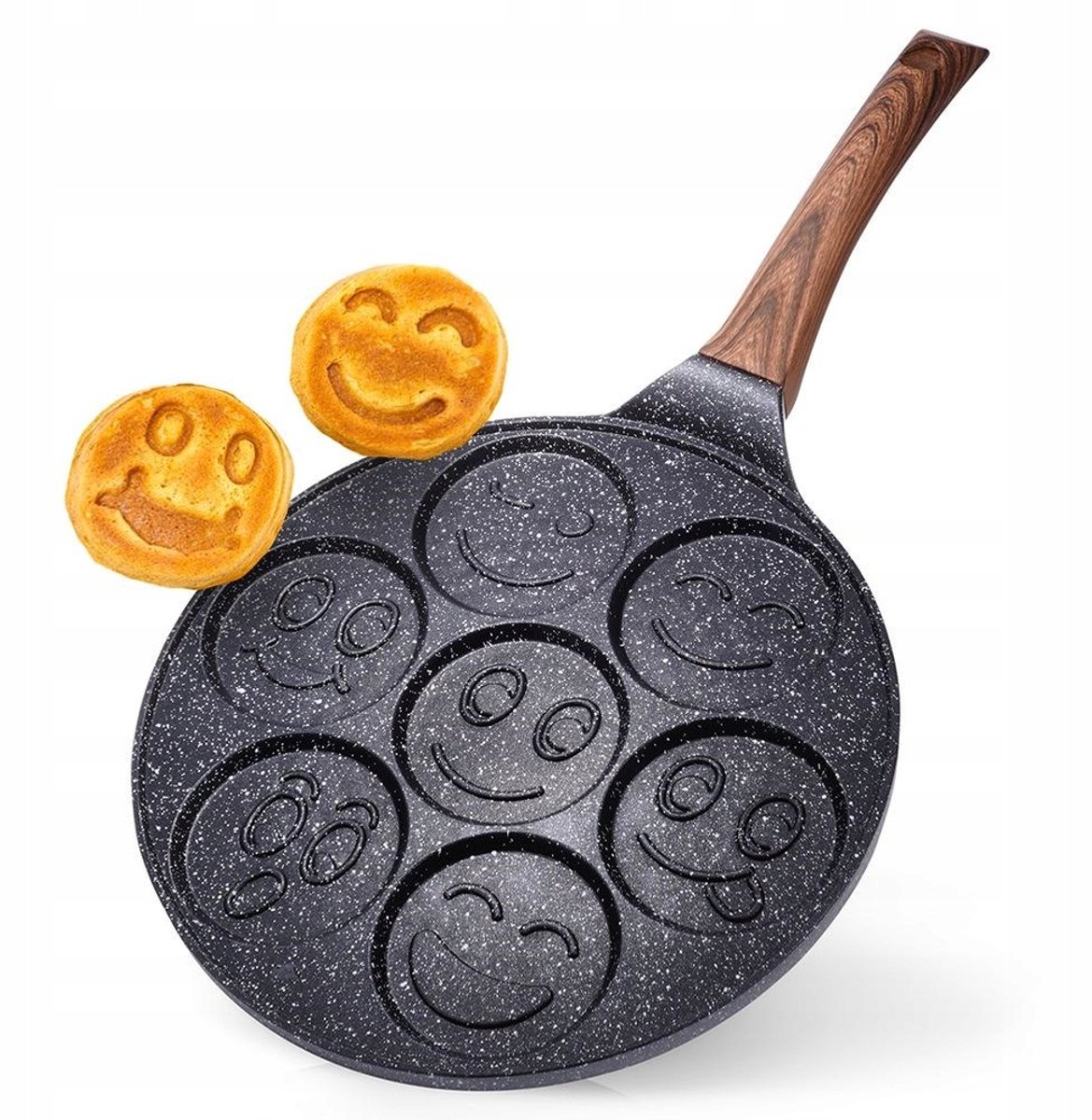 Merkloze Granieten Koekenpan met 7 Gaten voor Eieren & Pannenkoeken - 26 cm