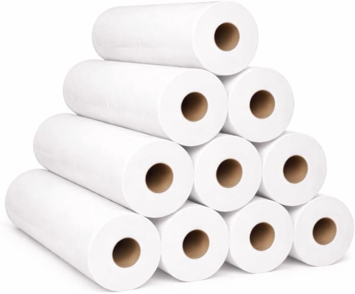 Ligrol 6 stuks 2-laags in cellulose- ligbekleding voor artsen crêpe 59 cm x 50 m - overtrek voor cosmetica-ligstoel, dokters- en massagebed - overtrek voor ligkussen - afdekpapier rol -