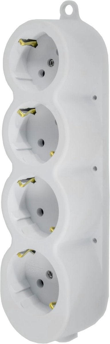 Meervoudig stopcontact, aansluitlijst, stekkerdoos, draadloos, tot 3680 W, 16 A/250 V, 4-voudig wit, slagvast