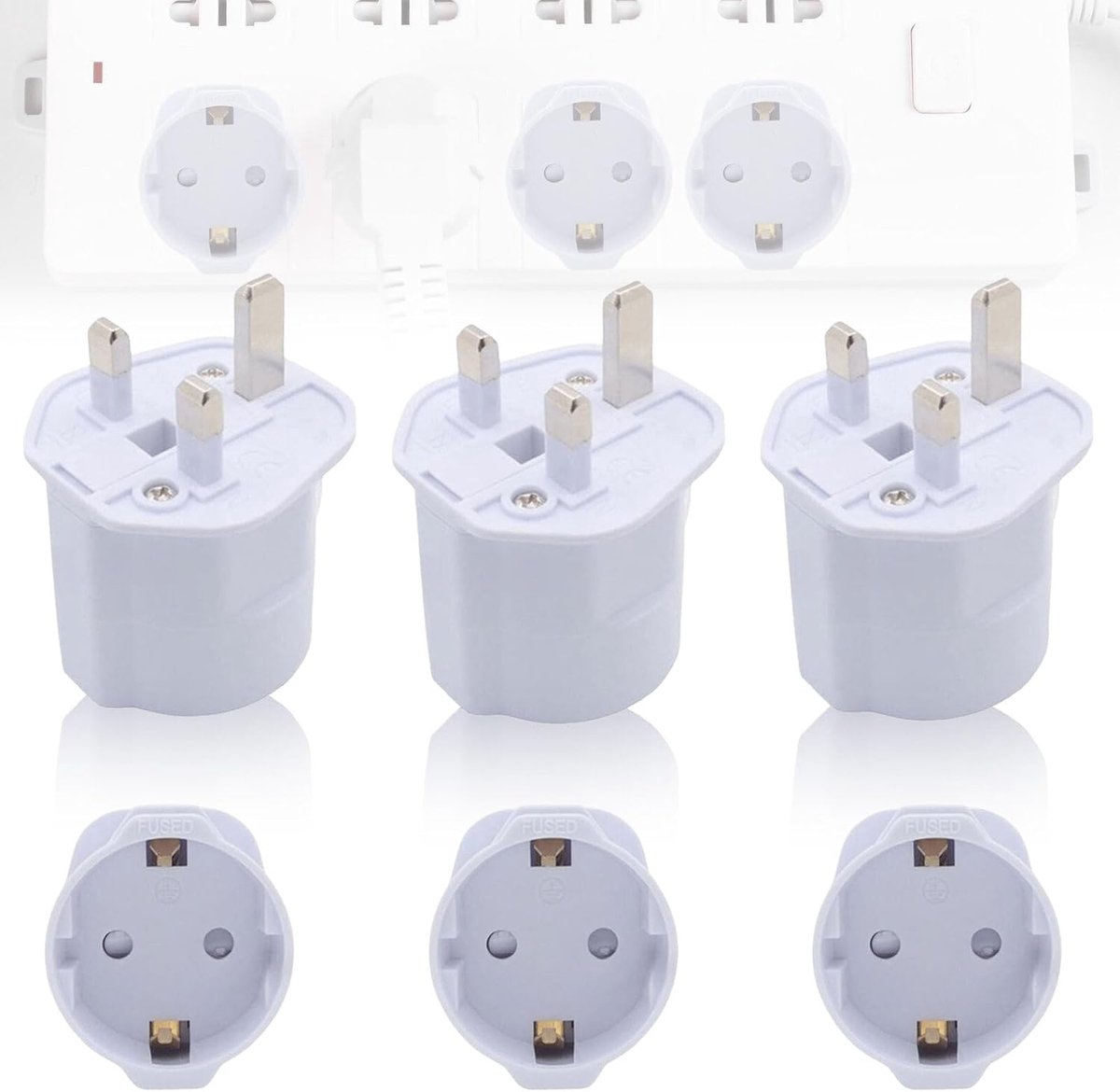 3X Adapter Engeland Duitsland, Schuko EU naar UK, Reisstekker voor UK, Ierland, Malta