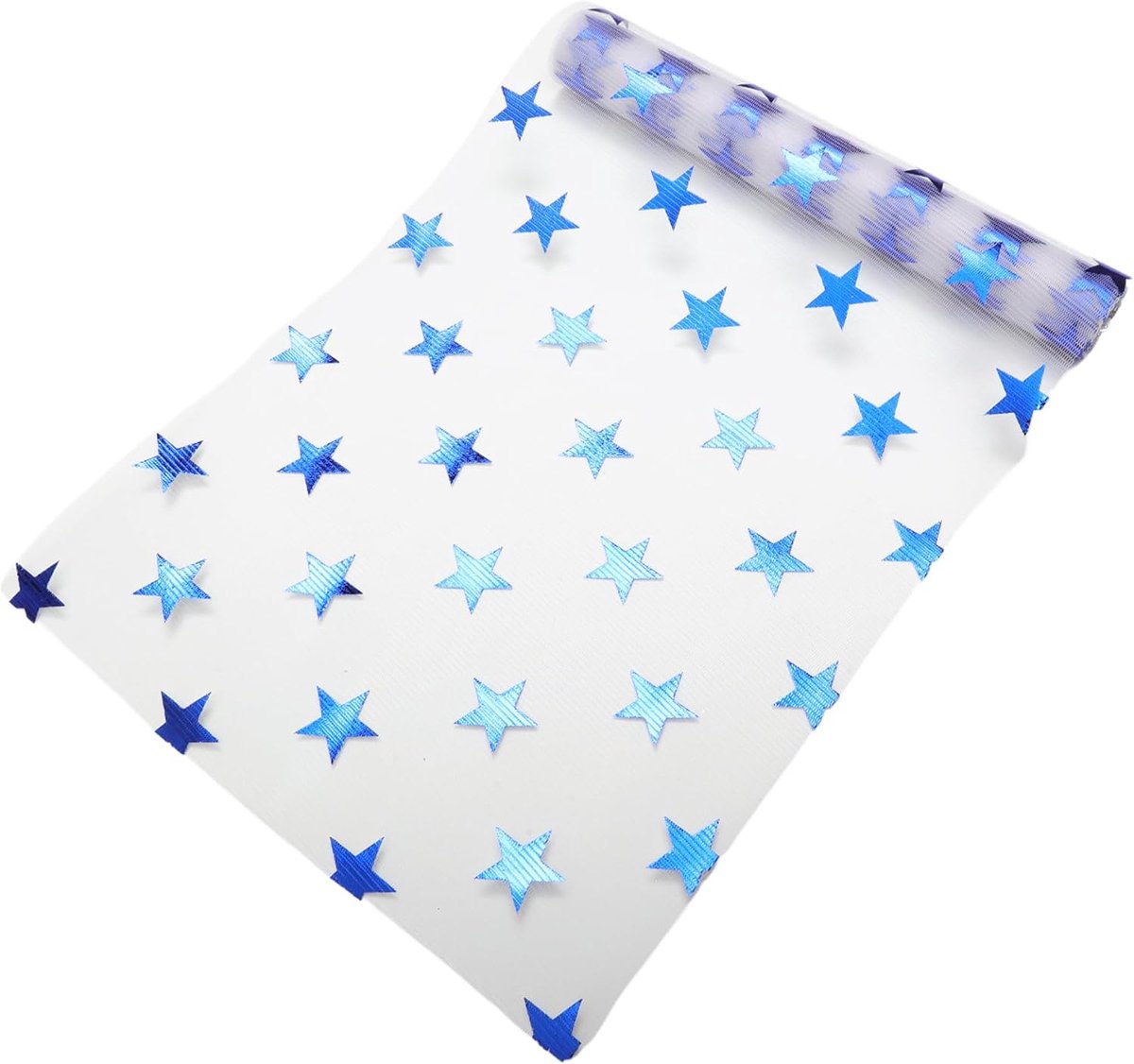 Tafelkleed, glanzend sterrenpatroon, tafeldecoratie, tafelkleed van polyester voor doe-het-zelffeesten, bruiloften, verjaardagen, 275 x 28 cm, lichtblauw