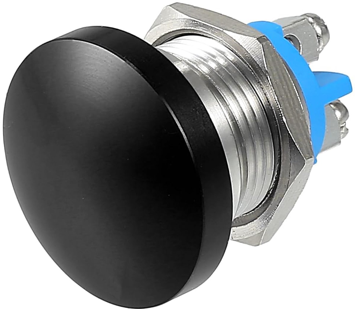 Momentaner Drukknopschakelaar, 16 mm, metalen knop, AC / DC 12 V-250 V, zwart