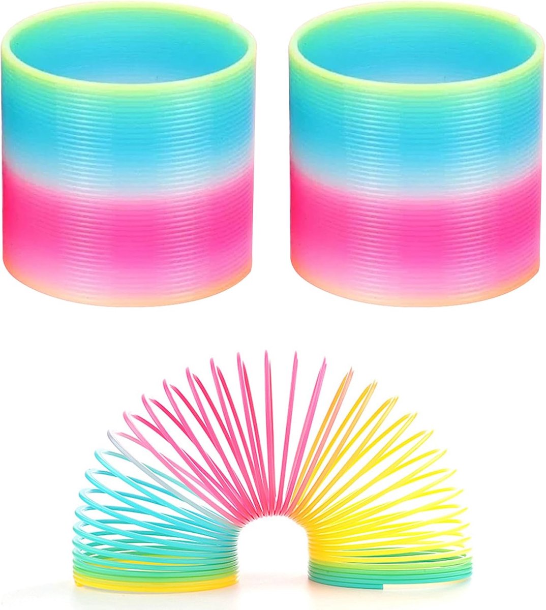 2 Stuks Regenboog Spring Set, Spiraal Regenboog Veer voor Volwassenen, Grote Rainbow Veer voor Feestgeschenken of Cadeaus (6.5 x 6cm)