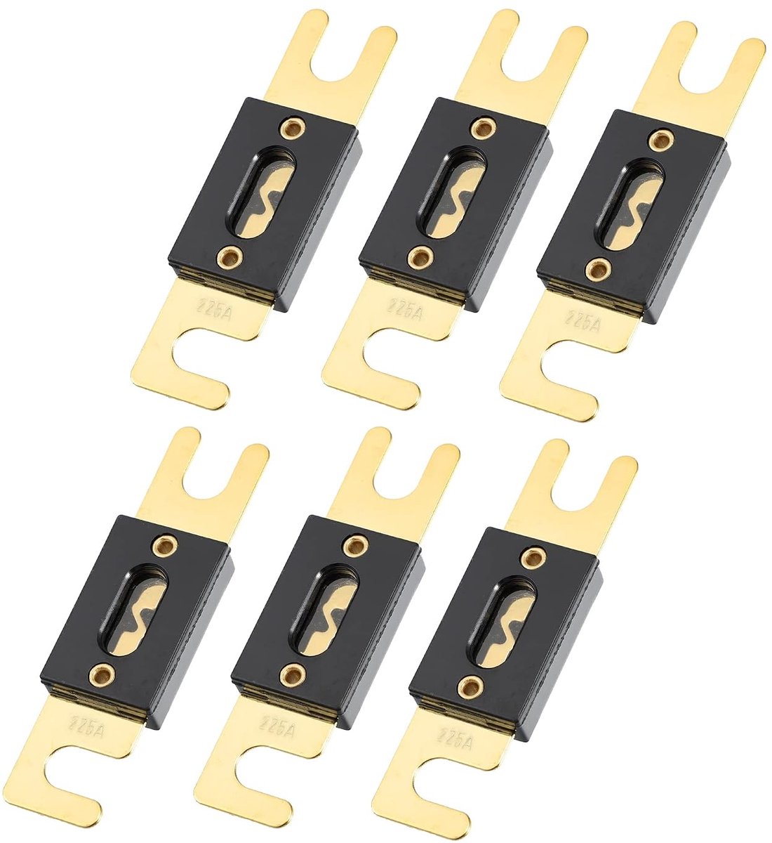 AUTOHAUX 6 stuks hoogstroomzekeringen schroefzekeringen 225A ANL zekering universeel goud