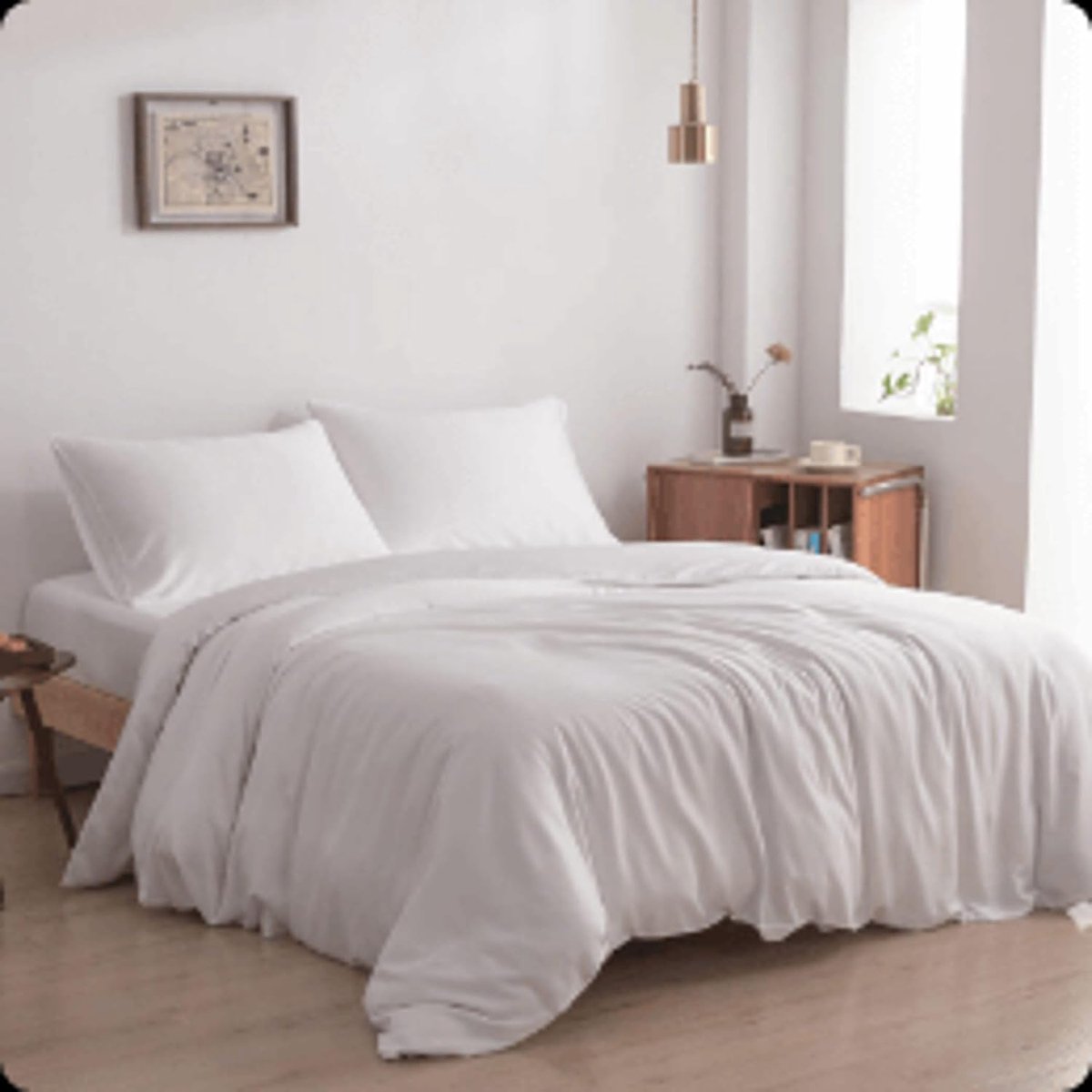 Dekbedovertrek met Knoopsluiting - 140x200 cm - Coco White - 100% Biologisch Bamboe - 400 TC - OEKO-TEX