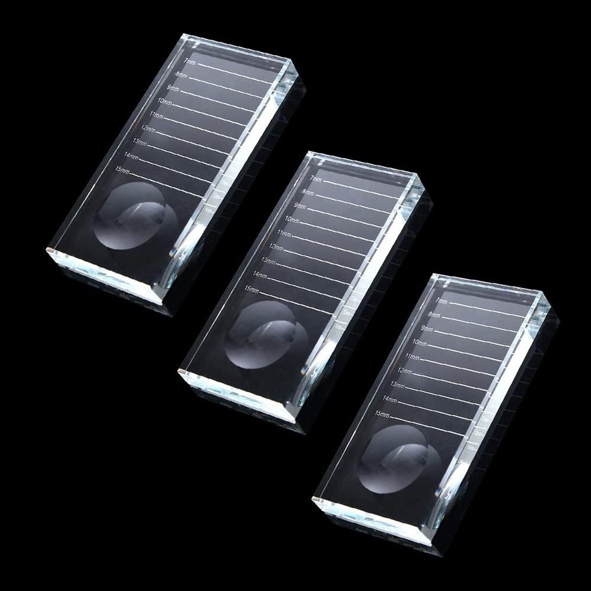 2-in-1 wimperverlenging Crystal Pallet, Glas Valse Wimpers Stand Tray, Strip Tegelhouder Voor Wimpers Zelfklevende Lijm, Nail Art Schilderij Kleur Toning Glas Board (3 stuks)