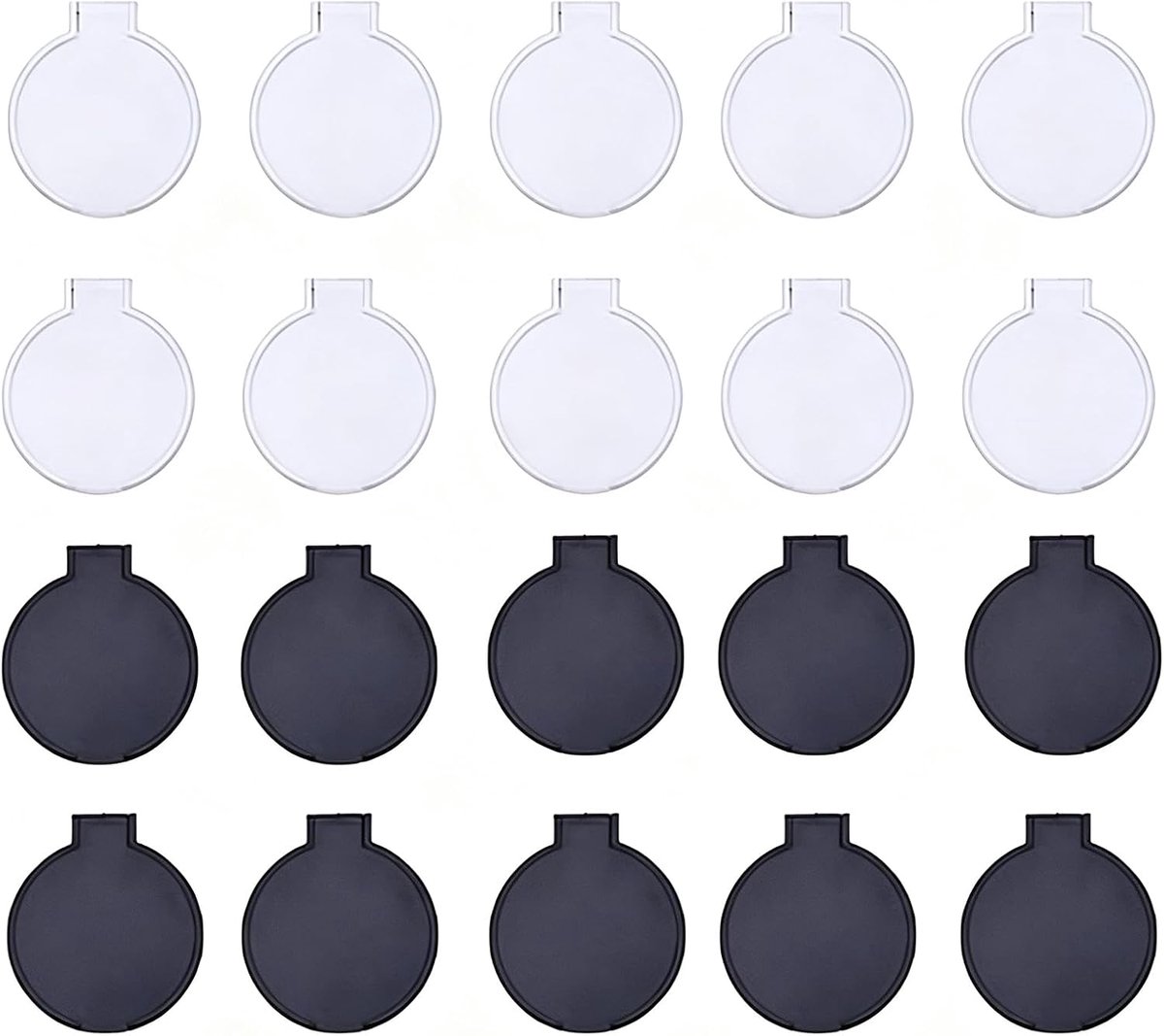 20 stuks mini-spiegels, inklapbaar, rond, (wit, zwart) | Draagbare zakspiegel, klein, licht en draagbaar, voor gebruik thuis, op kantoor en op reis