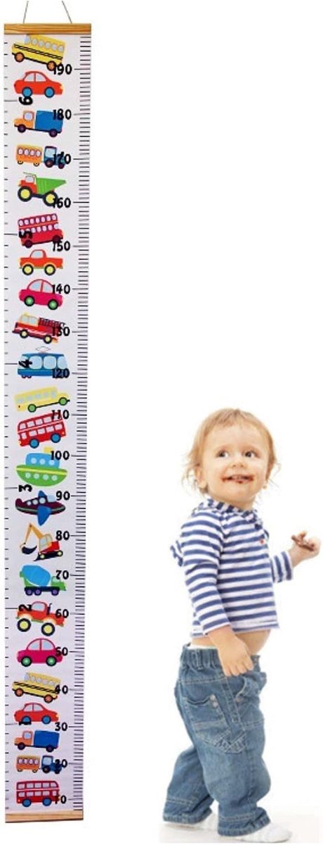 Kids Muur Opknoping Hoogte Meten Grafiek Auto Patroon, Roll Up Hoogte Grafiek voor Kinderen Slaapkamer Kinderkamer Wanddecoratie, Kind Hoogte Groei Grafiek Meetliniaal voor Kinderen