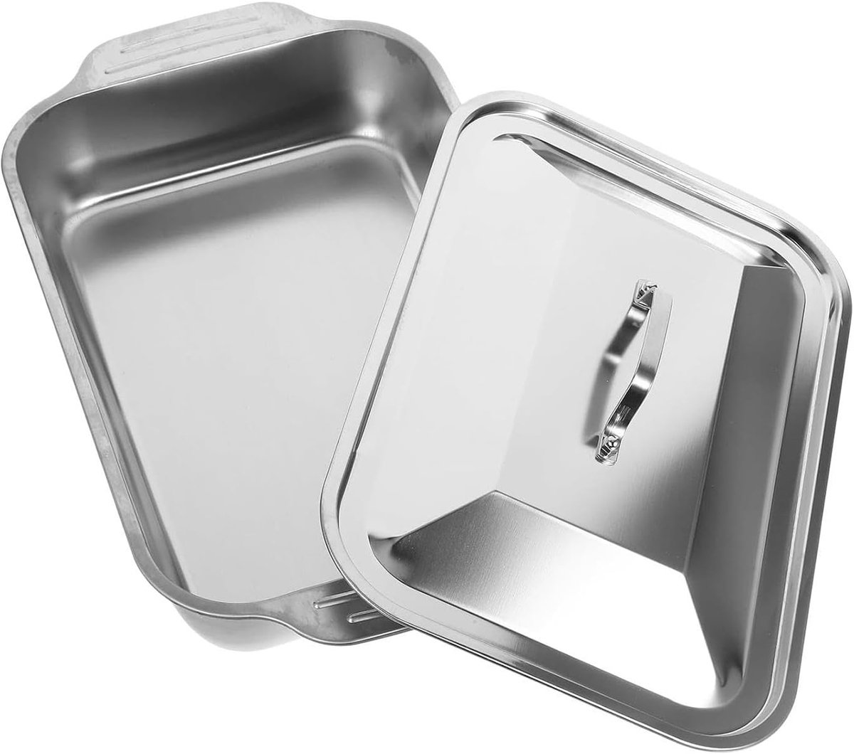Grillpan Met Deksel Roestvrijstalen Braadslede | Pan voor Grillen voor Groenten Vlees Vis BBQ Buiten Koken Kamperen