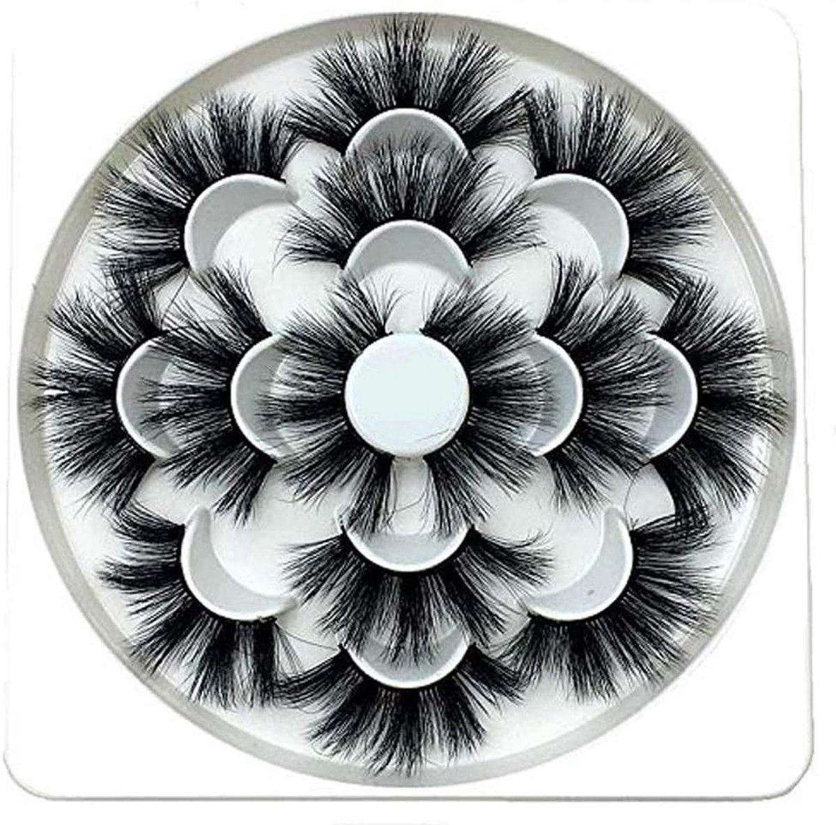 Valse wimpers, 7 paar 25 mm 8D faux nerts valse wimpers, handgemaakte wimpers, dierenvriendelijk, dramatisch lang, wispy, pluizig (8D015)