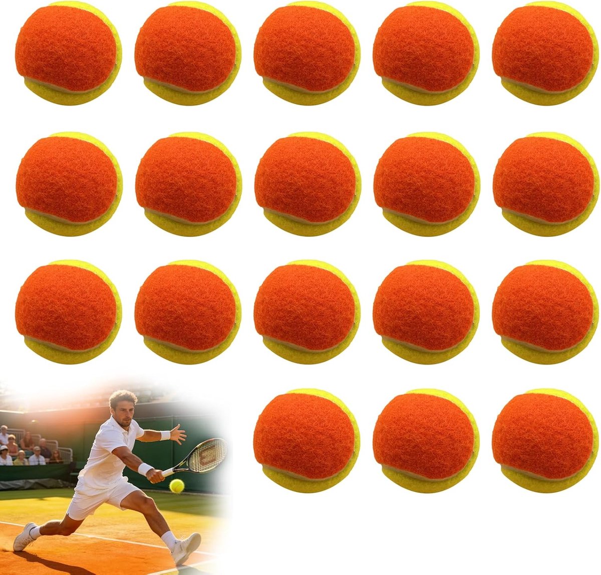 Ballen, tennisbal voor beginners, 6,35 cm, tennistrainingsballen, fase 3 tennisbal, trainingsballen voor tennislessen, hondenwandelingen beginners en balmachines