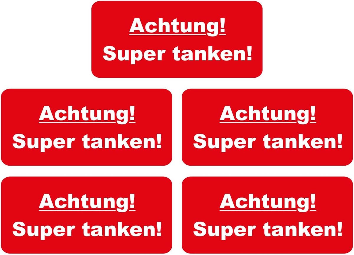 ISecur Set 5 Stickers Let Op Vol 7 x 3 cm - hin440 | Set van 5 stickers, Duitstalige tekst, waarschuwing voor ramen, auto’s, vrachtwagens, machines en tankdoppen