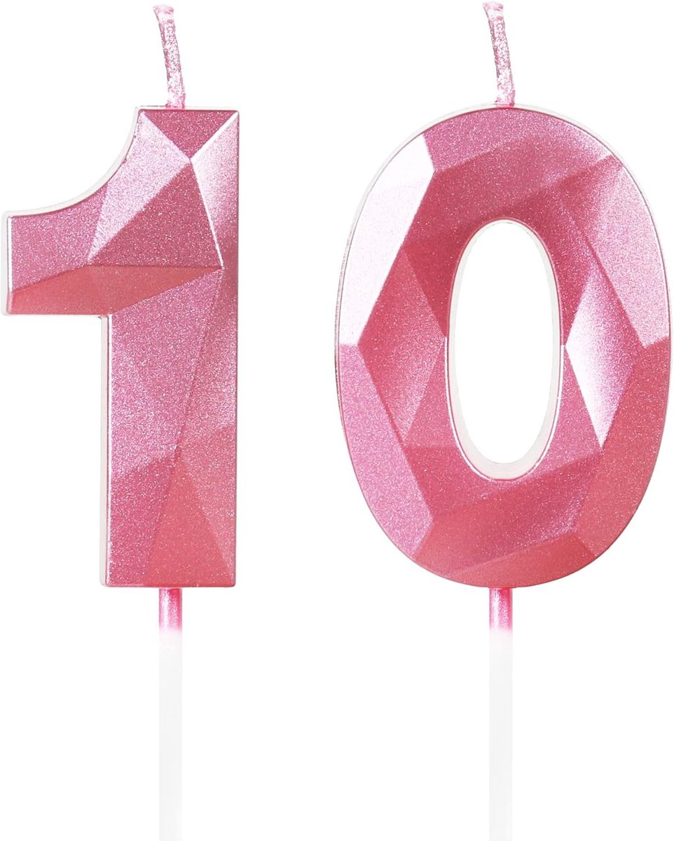 10e verjaardag kaarsen, nummer 10 kaars, roze kaarsen, verjaardagskaars voor cake, gelukkige verjaardagskaars, taart kaarsen taart topper decoraties voor meisjes vrouwen verjaardagsfeestje bruiloft verjaardag benodigdheden