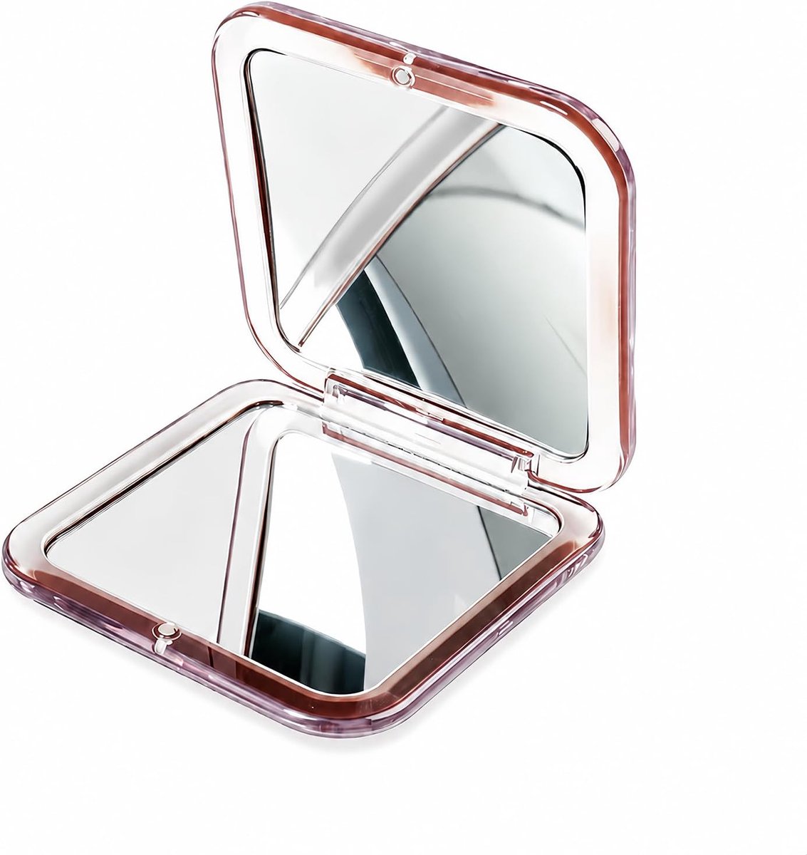 30x vergrotingsspiegel, dubbelzijdig, opvouwbaar, kleine spiegel, make-upspiegel, compact, 8 x 8 cm, licht, met magneetsluiting, thuis, reizen, handtas, roségoud
