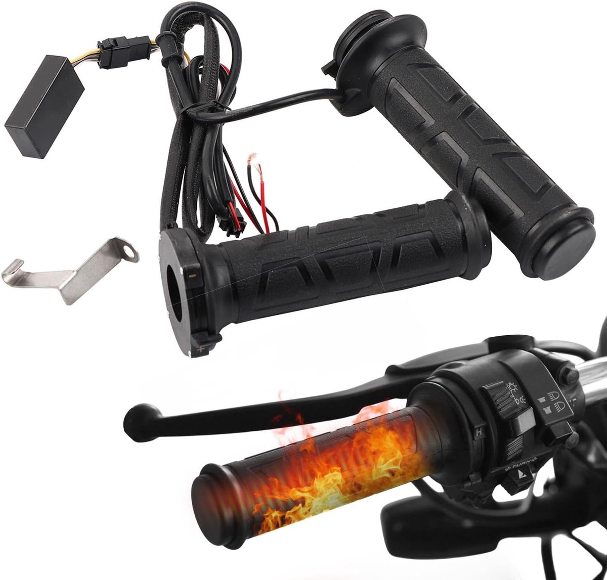 Verwarmde motorfiets handvatten, Elektrische verwarmde stuurhandvatten met instelbare temperatuur 12V voor 7/8 inch stuur diameter, kunststof, verwarmde handgrepen voor motorfietsen