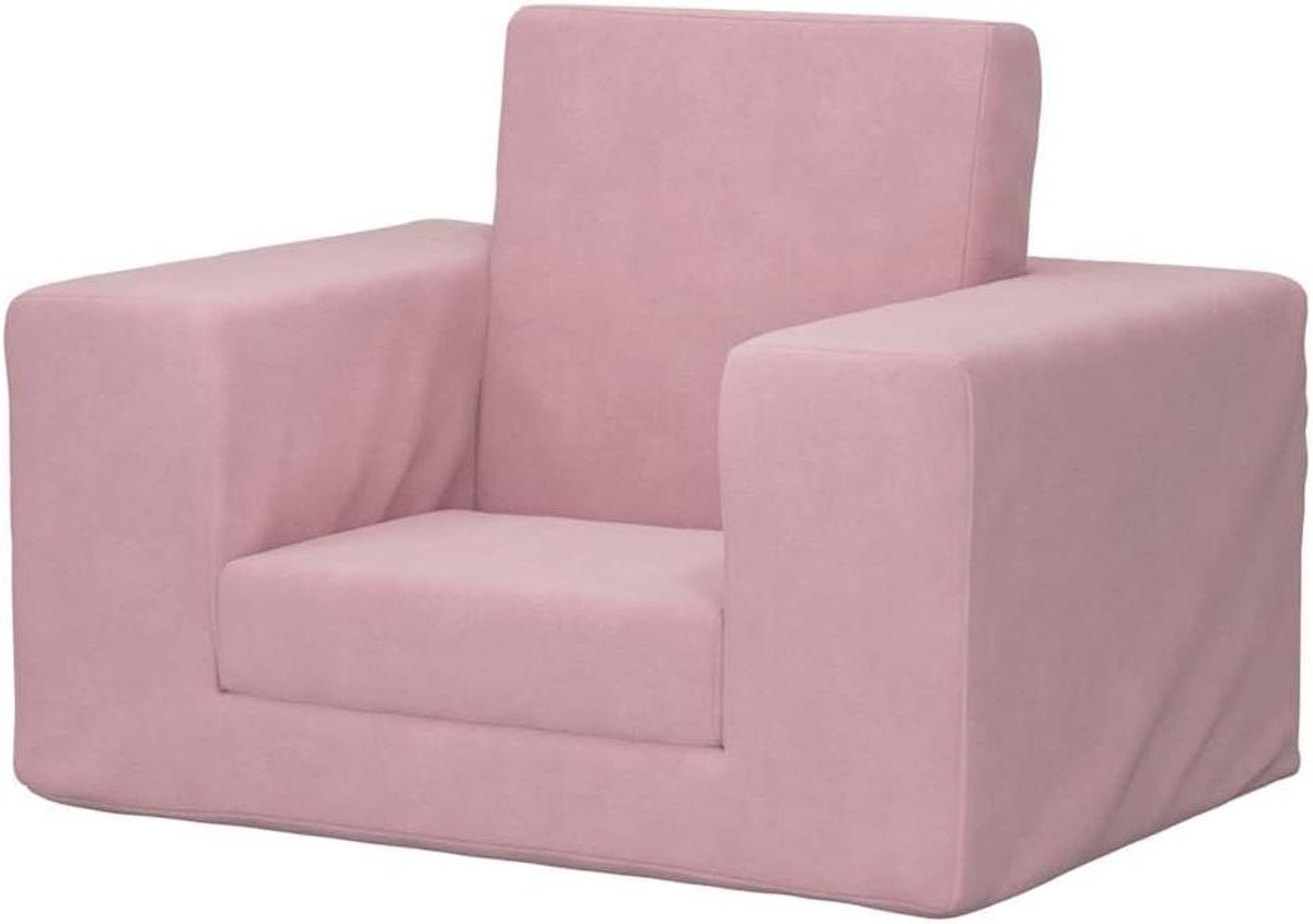 Kinder slaapbank - Pluche bankje - Ontspannen en lezen - Afneembare hoes - 52 x 38 x 34 cm - Roze