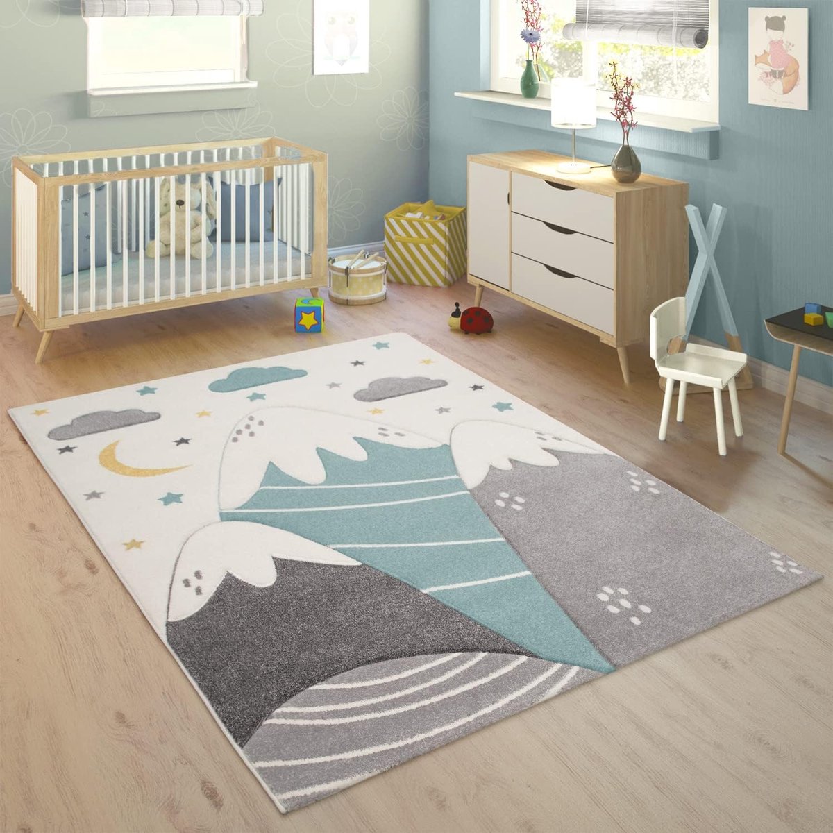 Home Tapijt Voor Kinderen Vloerkleed Kinderkamer Pastel 3D Bergen Modern, Maat:80x150 cm