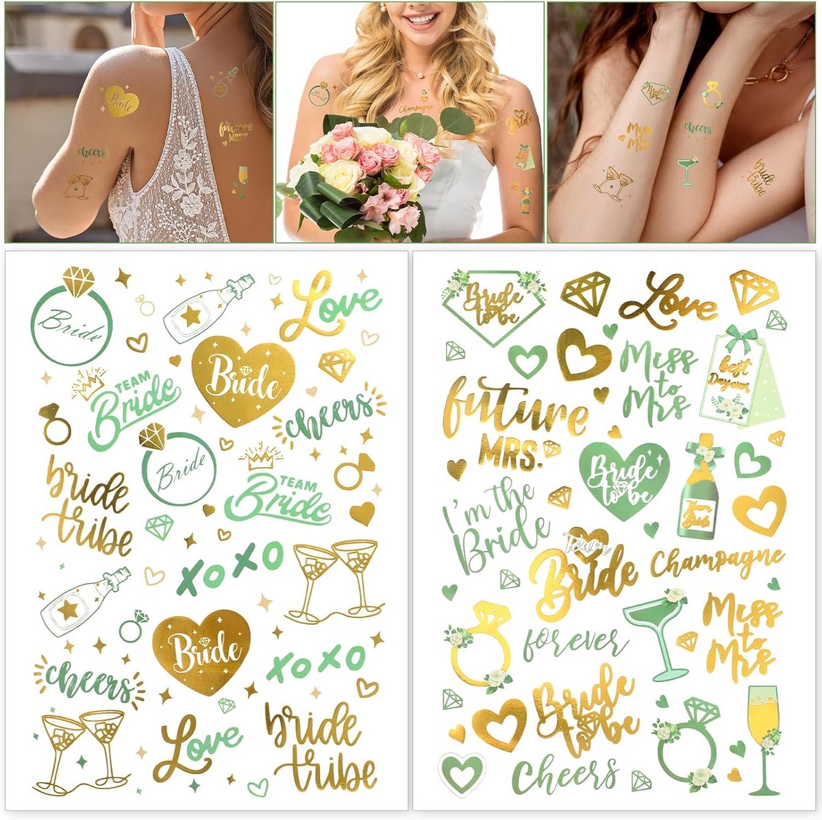 Tatoeages, Bruid om Team Bruid te zijn voor Ontmoeting hipporette Feest, Bruiloft, Vrijgezellenfeest - JGA Accessoires