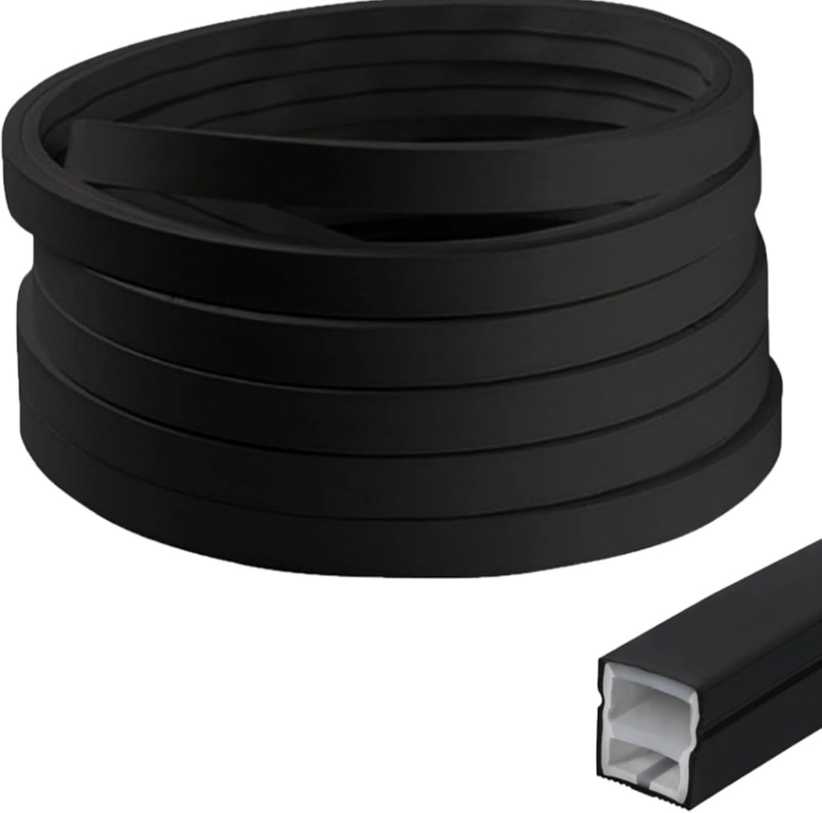 profiel, 5 m, flexibele ledstrip, diffuser, kanaal, 12 x 12 mm, voor akoestische panelen met eindkappen en montageclips, waterdichte afdekking voor homogeen neonlicht, zwart