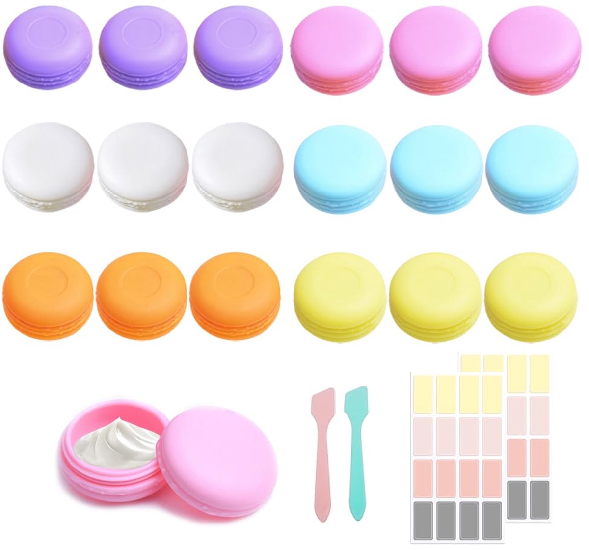 cosmetische potten 18 stuks - 10 ml herbruikbare reispotten - zes kleuren macaron - SnelShoppen