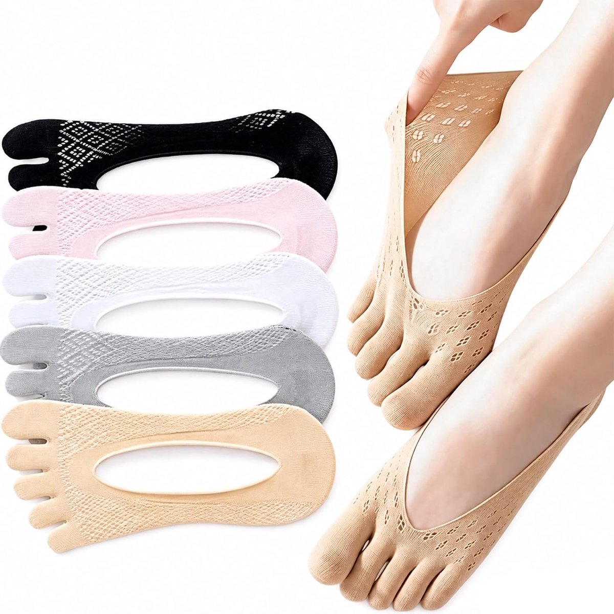Sokken voor dames, 5 vingers, sportsokken voor yoga, pilates, fitness, EU 35-40
