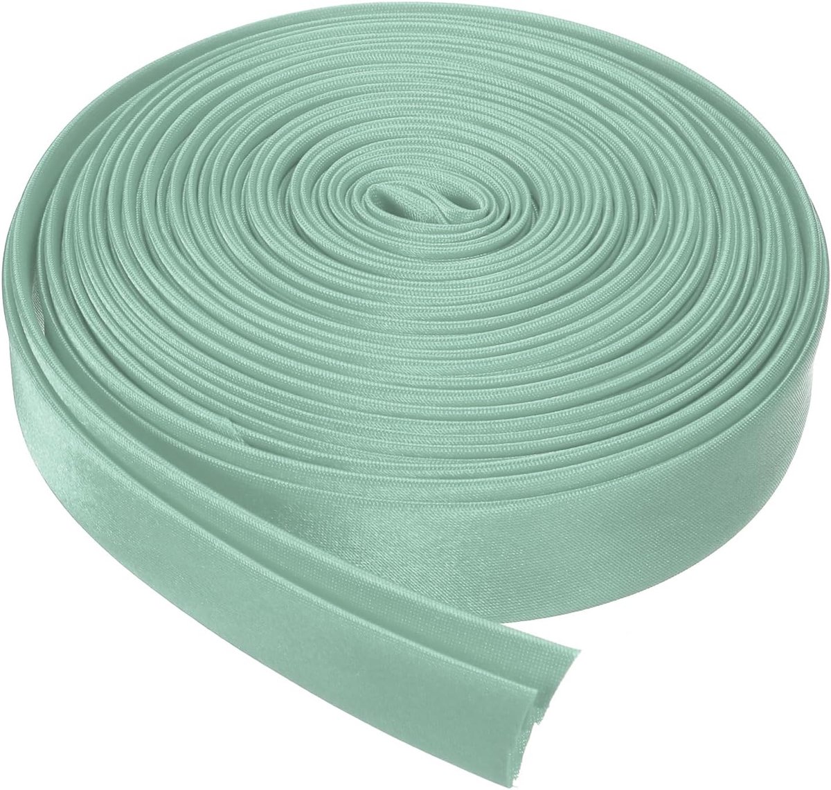 Dubbel biasband om te naaien, 12 cm x 14 cm, doorlopend gevouwen satijnen lint, voor quilten, naaien, knutselen, groen