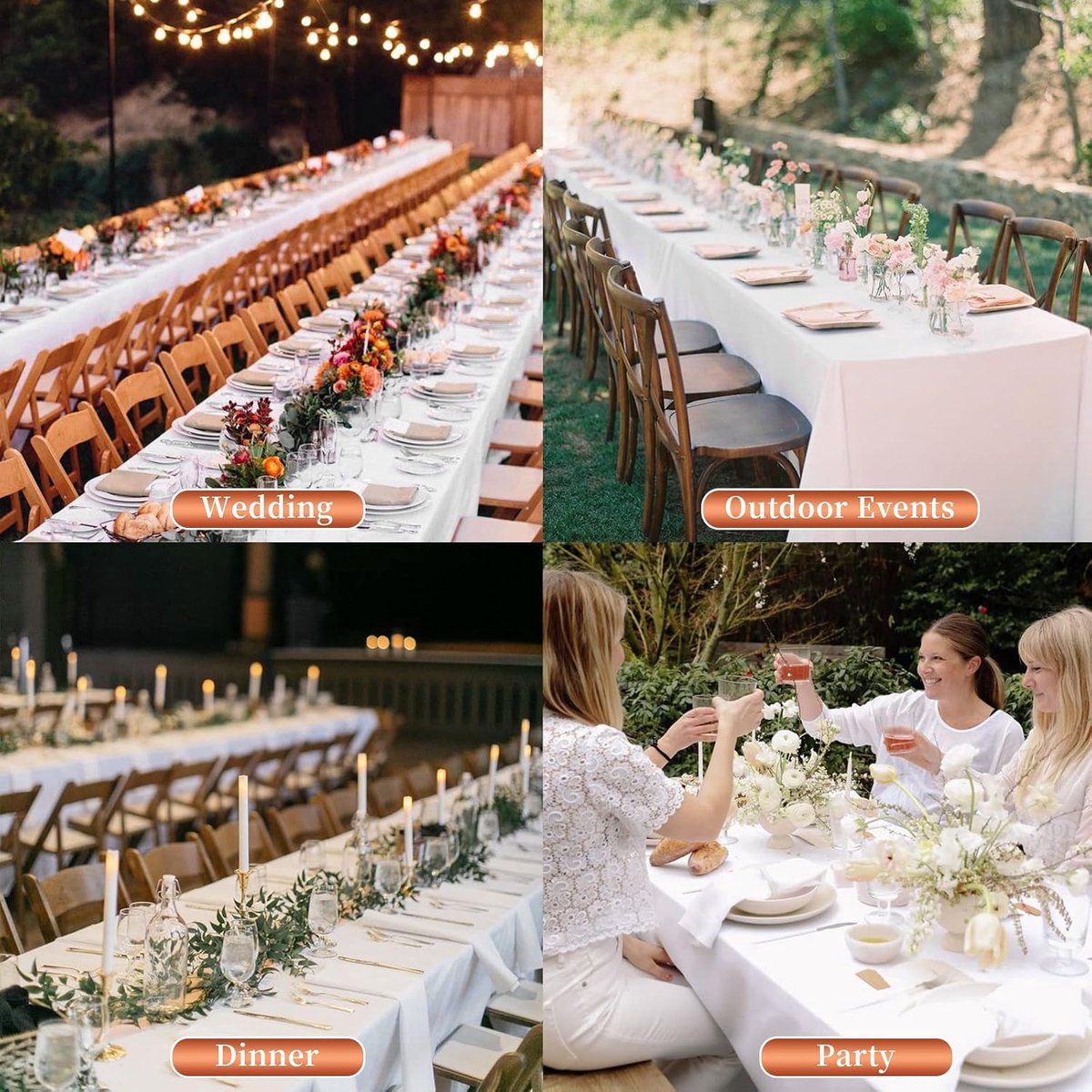8 stuks wit polyester tafelkleed voor 8ft rechthoekige tafels 60 x 126 inch rechthoekige stoffen tafelkleden wasbare witte tafelkleden voor bruiloft banket restaurant buffet feesten kamperen