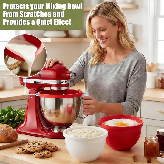 Inzetstuk, compatibel met KitchenAid kom/mengkom 4,8 l (5 Qt), mengkom met deksel, deegkom-inzet, kom-inzetstuk 4 stuks — afbeelding 3