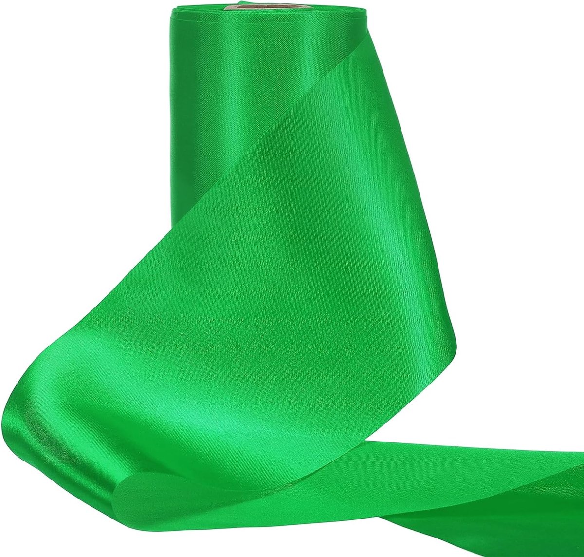 Satijnen lint 10 cm breed, 20 m, effen kleur, dik lint voor geschenkverpakking, bruiloft, stoel, bloemen, boeket, feestdecoratie, haarstrikken, naaien, knutselen, groen