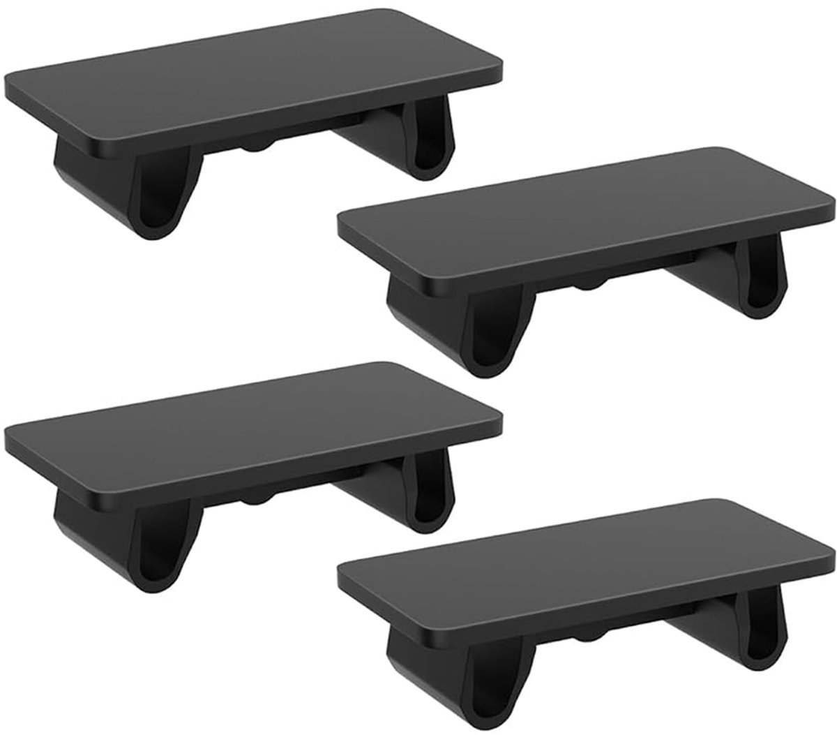 4 St Schakelaarpaneelafdekking, zwart ABS rechthoekig, blind, klik-in gatplug, beugelvuller