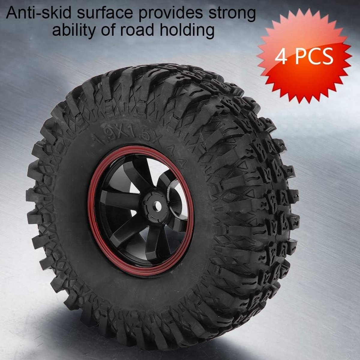 4 stuks 12 mm zeskantige RC vrachtwagenbanden en reservebanden van rubber met naven voor Crawler RC in schaal 1/10
