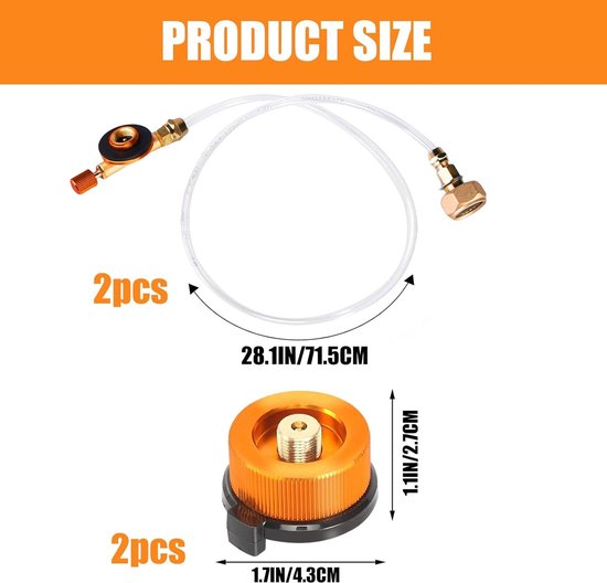 Set van 2 gaspatronenadapters voor campingfornuis, navulverpakking met propaan, buitengebruik, ventiel — afbeelding 5
