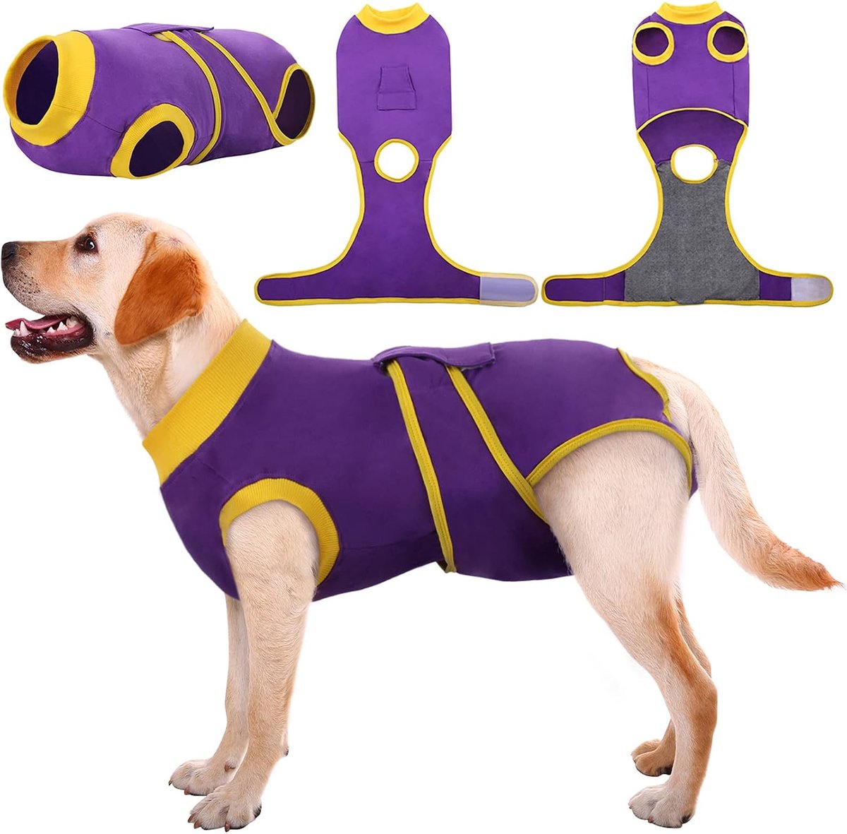 Herstelpak voor Honden, Mannelijk en Vrouwelijk, Chirurgisch Herstelpak, Verstelbaar Lichaamspak voor Hondenpostoperatie, XL, Paars | Anti-lekbescherming voor buikwonden en huidziekten, puppykleding na operatie, alternatieve halsband voor huisdieren