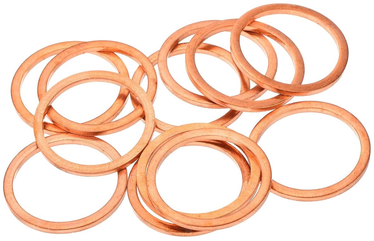 12 stuks koperen sluitringen, platte metrische afdichtringen van koper, 25 x 30 x 2 mm voor hydraulische verbindingen, bouten, moeren, elektronische reparatie