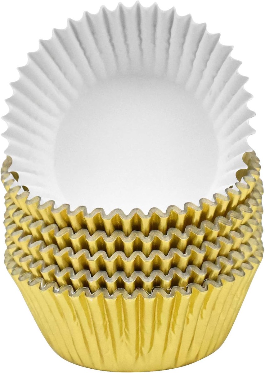 100 stuks folie metallic cupcake voeringen, folie bakbekers, cupcake papier, bakgevallen, cupcake wrappers, muffin gevallen papier, cupcake voeringen voor bruiloft verjaardag kerstfeest