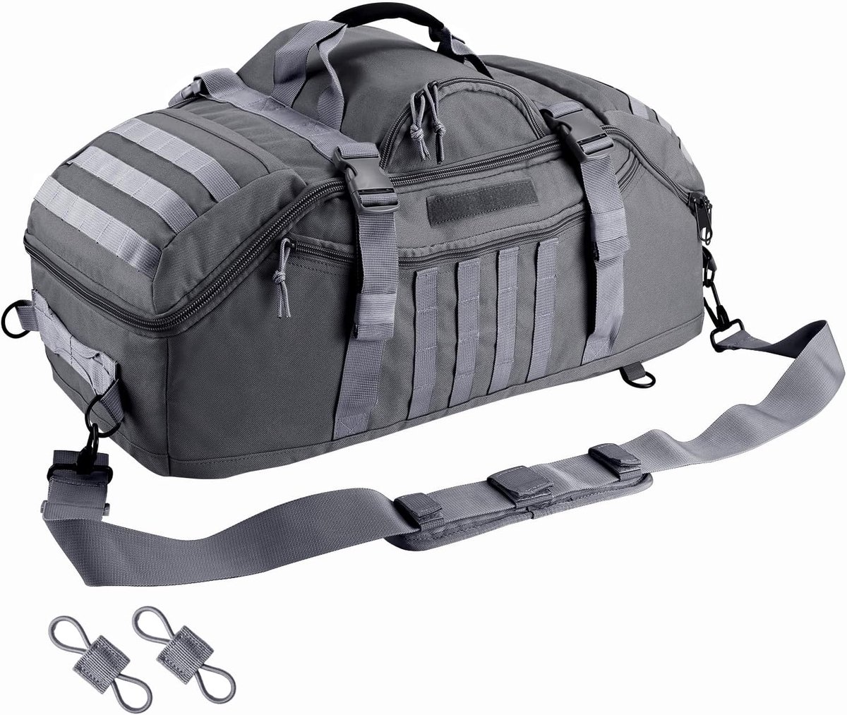 Tactical Grote plunjezak, 3-in-1 tactische rugzak, MOLLE Pack voor sport, sportschool, outdoor, Grijs, 65L