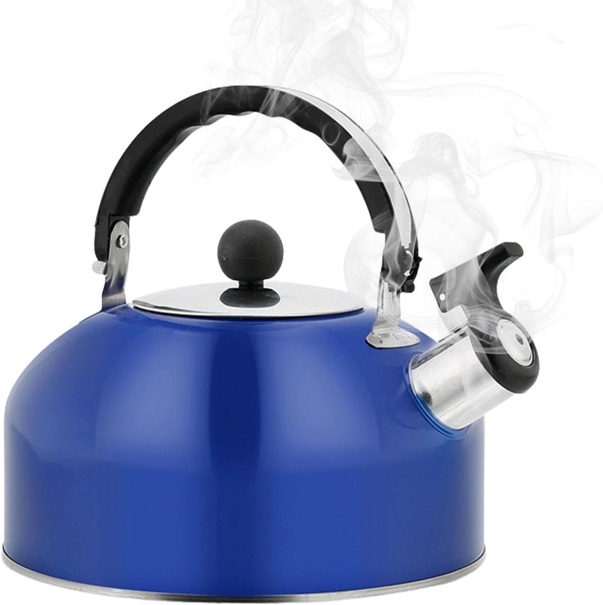 Theewaterkoker met Fluitje - Theeketel Roestvrij Staal - Water Koken - Praktische Pijptuit - 1.8 Liter - Donkerblauw