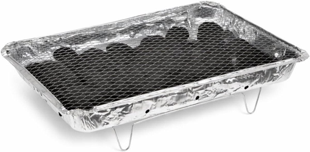 XXL wegwerpbarbecue 48 x 31 cm - houtskool - inclusief briketten - ideaal voor camping of picknick - SnelShoppen