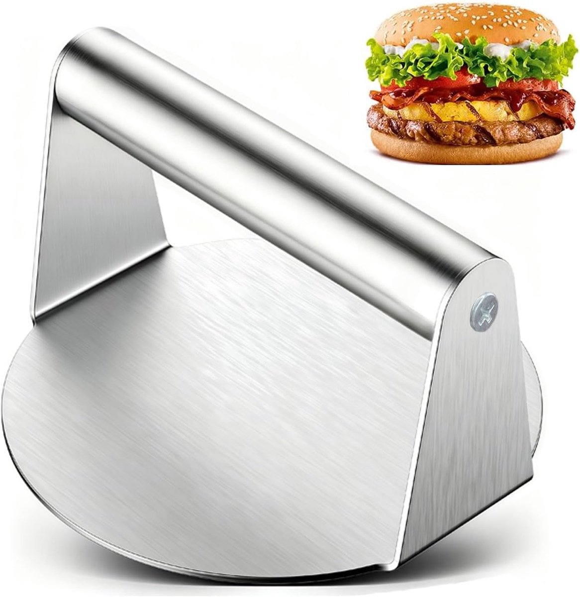 15,7 cm ronde smash burgerpers, hamburgerpers van roestvrij staal voor plancha grill, gemakkelijk te reinigen, pattyformer voor steak, gehakt en barbecue