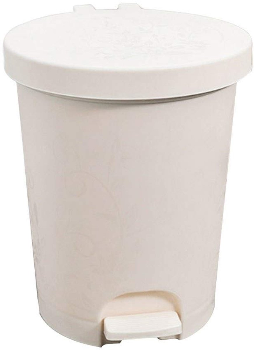 Prullenbak Plastic Recycling Bin Afval Waste Can papierbakken Vuilnisbak met deksel Printing Oudpapierwereld Slaapkamer Keuken Vuilnisbak (Color : White, Grootte : B)