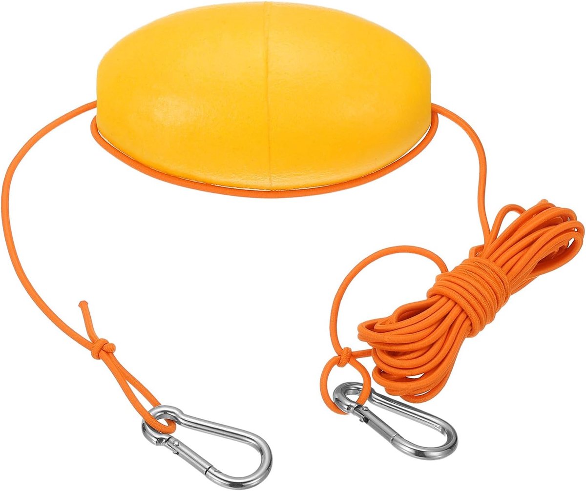 20FT Float Rope Sleeplijn, Heavy Duty Boei Ball Float Leash met RVS Haak Drift Rope Marker Boei Float Touw voor Vissen Drift Jet-Ski Kajak Boot Accessoires, Oranje