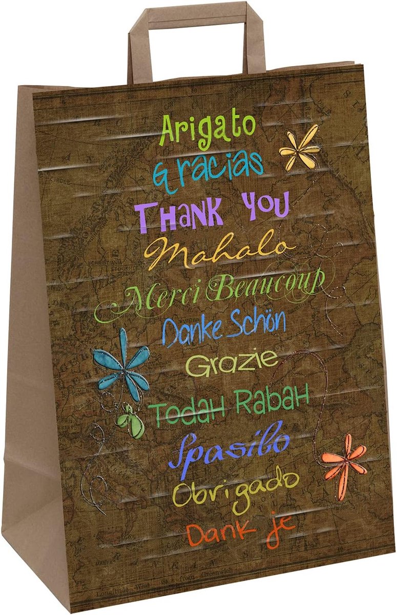 Tote bags 25 stuks - Kraft papier 26x12x35cm - Met flat handles - Ideaal als geschenkverpakking - SnelShoppen