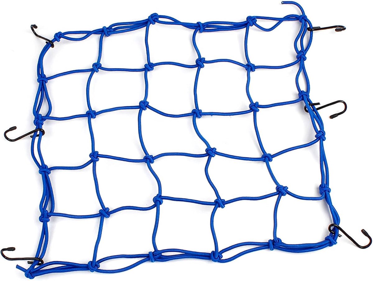 sourcing map Blauw Nylon Rubber 6 Haak Bagage Pakket Lading Flexibel Net voor Motorfiets