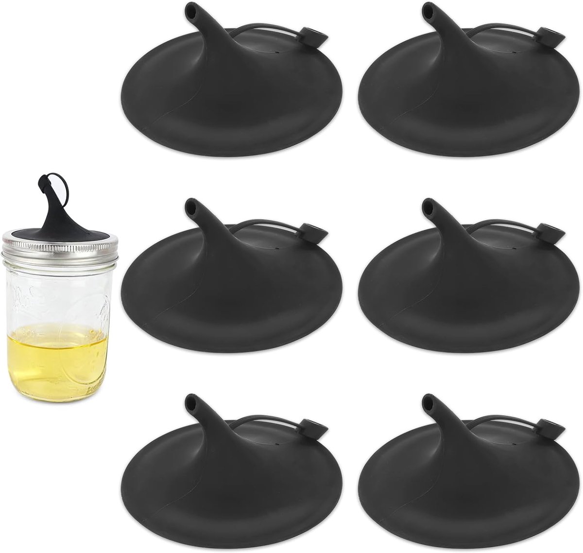 Deksels voor Weckpotten met Een Brede Opening Van 80mm, Siliconen Potdeksels BPA-Vrij en Lekvrij Olietuit Vrije Doorstroming (Zwart)