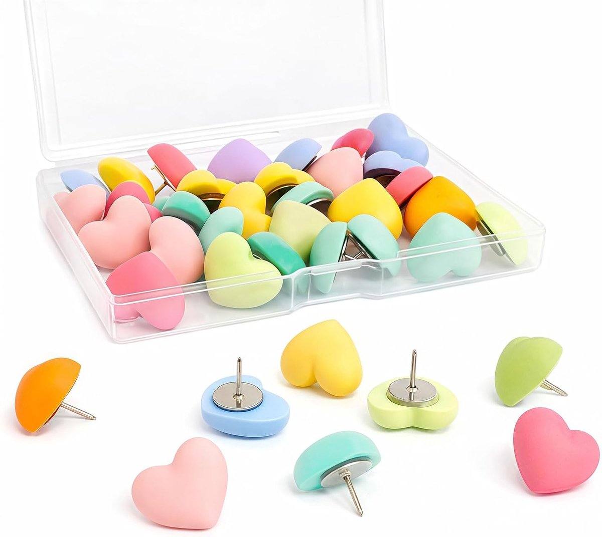 Hartjes duimnaalden 30 stuks - Matte hars - Schattig ontwerp - Perfect voor prikborden - SnelShoppen